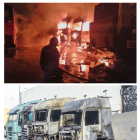 Imágenes del incendio de madrugada y del estado de los vehículos.-ISRAEL L. MURILLO