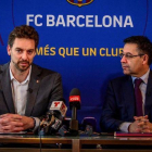 Pau Gasol  Y Josep Maria Bartomeu, en un reciente acto conjunto en Miami.-EFE GIORGIO VIERA