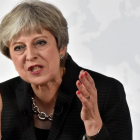 May, durante su discurso en Florencia-AP / MAURIZIO DEGLI INNOCENTI