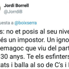 Tuit de Jordi Borrell contra Miquel Iceta-