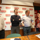 El responsable de universidades, Jesús Moradillo; el secretario regional del sindicato en Castilla y León, Ángel Hernández; el secretario general de la Federación Estatal de Enseñanza, Francisco García, y la técnica de formación, Carmen Álvarez.-ICAL