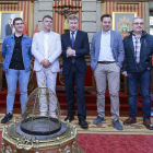 Los portavoces de los grupos municipales entrantes se citaron ayer en el Ayuntamiento.-R. OCHOA