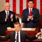 Macron durante su alocución en el Congresode EEUU.-/ REUTERS / BRIAN SNYDER