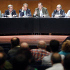 Imagen de la directiva del CB Tizona durante su última comparecencia pública.-RAÚL OCHOA