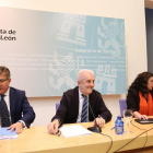 Rafael López, Agustín Álvarez Nogal y Sonia Tamames presentan el programa de vacunación prenatal.-Ical