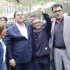 Carme Forcadell, Oriol Junqueras, Josep Maria Jové y Josep Lluís Salvadó, en la Ciutat de la Justicia.-JOAN PUIG