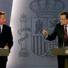 David Cameron y Mariano Rajoy, este viernes 4 de septiembre en la Moncloa.-EFE
