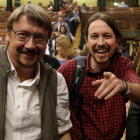 Pablo Iglesias y Xavier Domènech en el Congreso de los Diputados.-JOSÉ LUIS ROCA