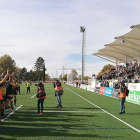 Los jugadores del UBU Colina Clinic saludan tras un partido a la afición congregada en San Amaro.-ECB