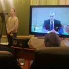 Videoconferencia de Bárcenas en el Parlamento balear.-Foto: EL PERIÓDICO
