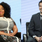 Los actores Kimberly Hebert Gregory y Jason Ritter, en la presentación de la serie de la ABC Kevin (Probably) Saves the World.-EL PERIÓDICO