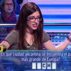 Momento en que Valeria no supo responder a la pregunta del programa 'Ahora caigo' (Antena 3).-TWITTER / ANTENA 3