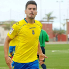 Adrián Hernández celebra un gol con la UD Las Palmas B.-