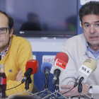 JuanCarlos Barriocanal y Gonzalo Arconada durante la presentación del entrenador.-RAÚL G. OCHOA