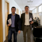 El portavoz del Grupo Parlamentario Socialista, Luis Tudanca, y el procurador Javier Izquierdo presentan las propuestas al Plan Director de Promoción Industrial.-ICAL