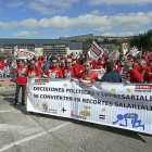 Concentración de protesta de trabajadores de Itevelesa en días pasados en una estación de Valladolid.-Ical