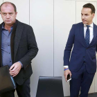 Rodrigo Huidobro y Félix Sancho antes de su comparecencia ante los medios de comunicación.-RAÚL G. OCHOA