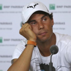 Nadal, resignado, en la rueda de prensa posterior a su retirada de Roland Garros.-AP / MICHEL EULER