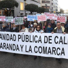 Una de las pancartas que ayer jalonaron la manifestación que recorrió la ciudad.-SANTI OTERO