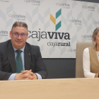 Germán Martínez y Mercedes Rodríguez, durante la presentación de las actividades de la Fundación Caja Rural Burgos. ECB