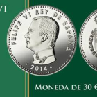 Moneda conmemorativa de 30 euros con la cara de Felipe VI.-