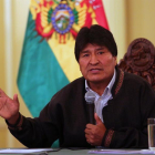 El presidente de Bolivia, Evo Morales, habla en una conferencia de prensa.-EFE