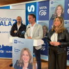 Pedro Rollán, Borja Suárez y Cristina Ayala, en la sede del PP de Burgos.