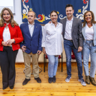 Cristina Ayala (PP); Fernando Martínez-Acitores (Vox), Marga Arroyo (Podemos), Daniel de la Rosa (PSOE) y Rosario Pérez Pardo (Ciudadanos) antes de su debate cara a cara en la UBU.