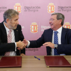 El rector de la Universidad, Manuel Pérez Mateos, y el presidente de la Diputación de Burgos, César Rico.