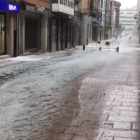 Las calles de Briviesca quedaron anegadas tras la tromba de agua.
