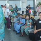 Imagen de los niños saharauis en el aeropuerto de Valladolid.