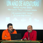 Gonzalo Saldaña y Félix Castrillo ‘Filipo’. durante la presentación del documental en el IES Diego Porcelos.