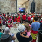 Imagen de aficionados en el Monasterio de San Juan en el partido de la selección femenina.