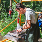 Línea de lavado a donde bombean el agua del río arlanzón para lavar el sedimento dispuesto sobre mallas de diferente grosor.