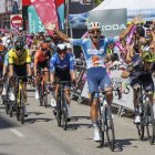 Pavel Bittner celebra su victoria en la primera etapa de la Vuelta a Burgos.