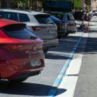 Zona azul de estacionamiento regulado en la capital burgalesa.