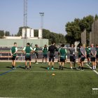 La plantilla durante un entrenamiento de pretemporada.