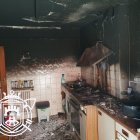 Estado en el que quedó la cocina incendiada.