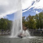 La fuente de Andrómeda del Palacio Real de La Granja (Segovia) se enciende ante el público por primera vez en 80 años.