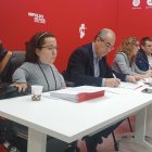 Noelia Frutos, Luis Briones, Virginia Jiménez y Jesús Puente en la sede del PSOE de Burgos.