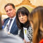 Borja Suárez e Inmaculada Sierra, en pleno debate con la socialista Nuria Barrio en el pleno de la Diputación.