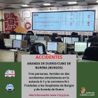 Gráfico elaborado por el 112 con datos de los dos accidentes registrados esta noche en la provincia de Burgos.