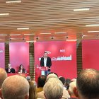 El ministro de Transportes, Óscar Puente, en el Congreso provincial del PSOE en el que será reelegido secretario general.