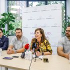 Jacobo Salvat, José García, Pilar Gómez y José Basso en un momento de la rueda de prensa de despedida de García.