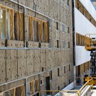 Estado de las obras de mejora de la eficiencia energética en el edificio sede de Policía Local y Bomberos de Burgos.