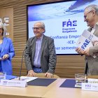 Emiliana Molero, Ignacio San Millán e Íñigo  Llarena antes de la presentación del ICE de FAE.