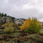 Imagen invernal de Rabanera del Pinar, rodeada de naturaleza.