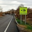 Cartel que informa del control de velocidad por tramo en la N-120