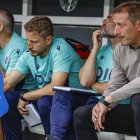 Ramis, en el banquillo, durante el partido contra Las Palmas.