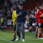 Fran Justo celebra la victoria ante el Albacete.